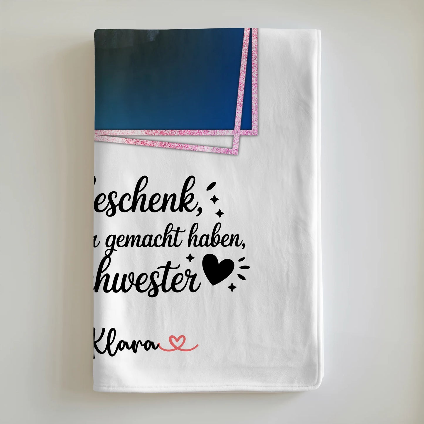 Personalisierte Decke Schwester mit Foto, Namen & Wunschtext