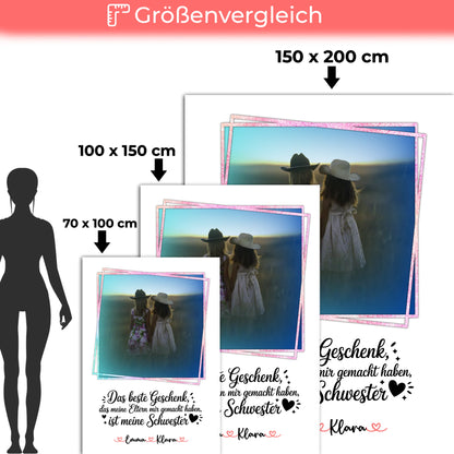 Personalisierte Decke Schwester mit Foto, Namen & Wunschtext