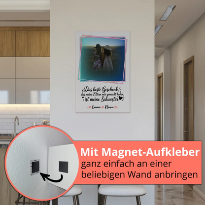 Magnetposter Fotoboard personalisiert mit Foto & Namen für Schwester