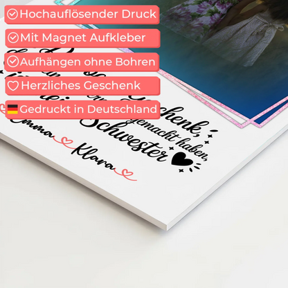 Magnetposter Fotoboard personalisiert mit Foto & Namen für Schwester