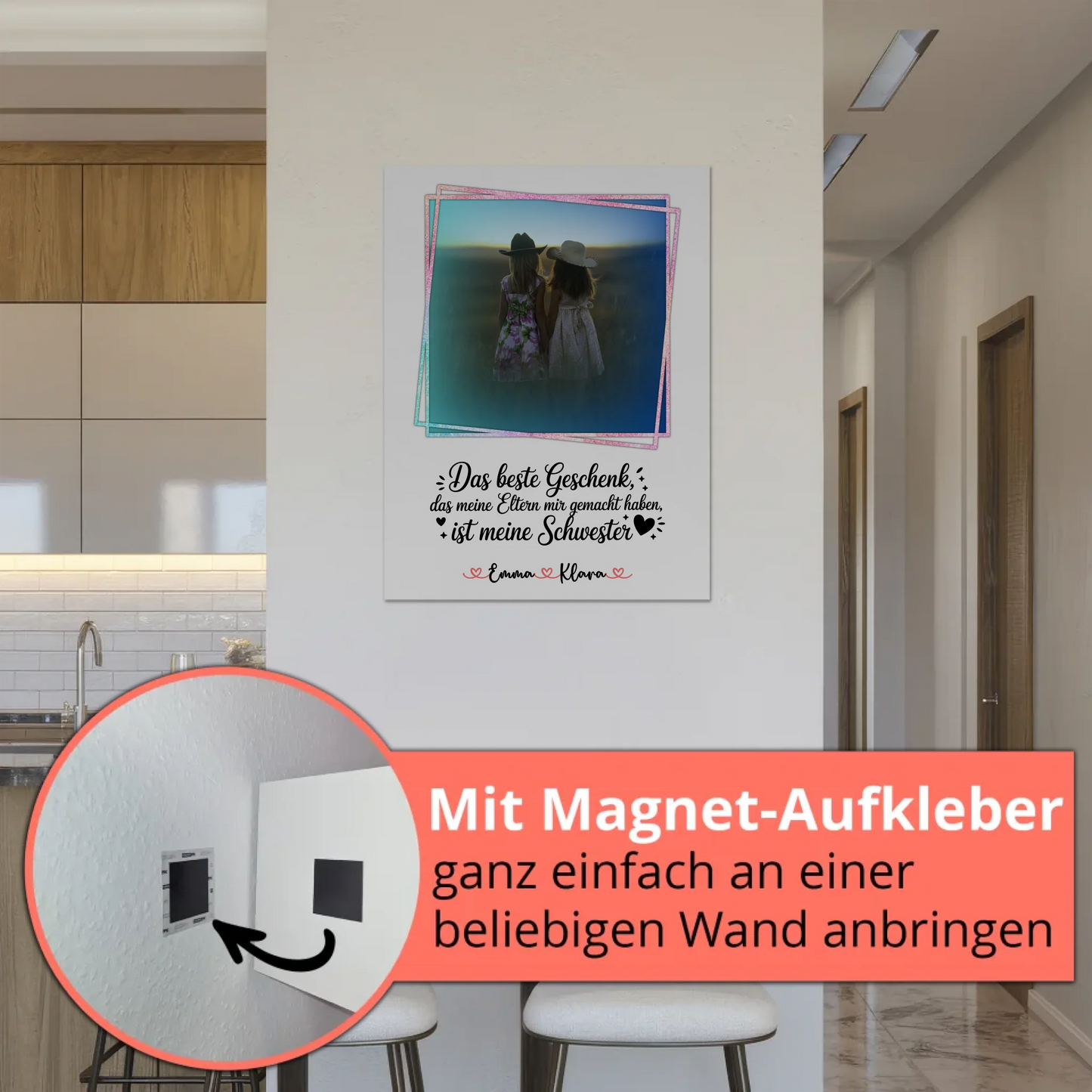 Magnetposter Fotoboard personalisiert mit Foto & Namen für Schwester