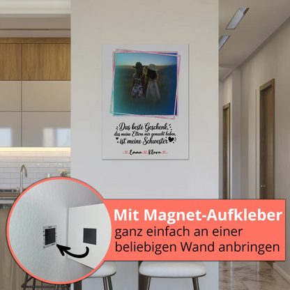 Magnetposter Fotoboard personalisiert mit Foto & Namen für Schwester