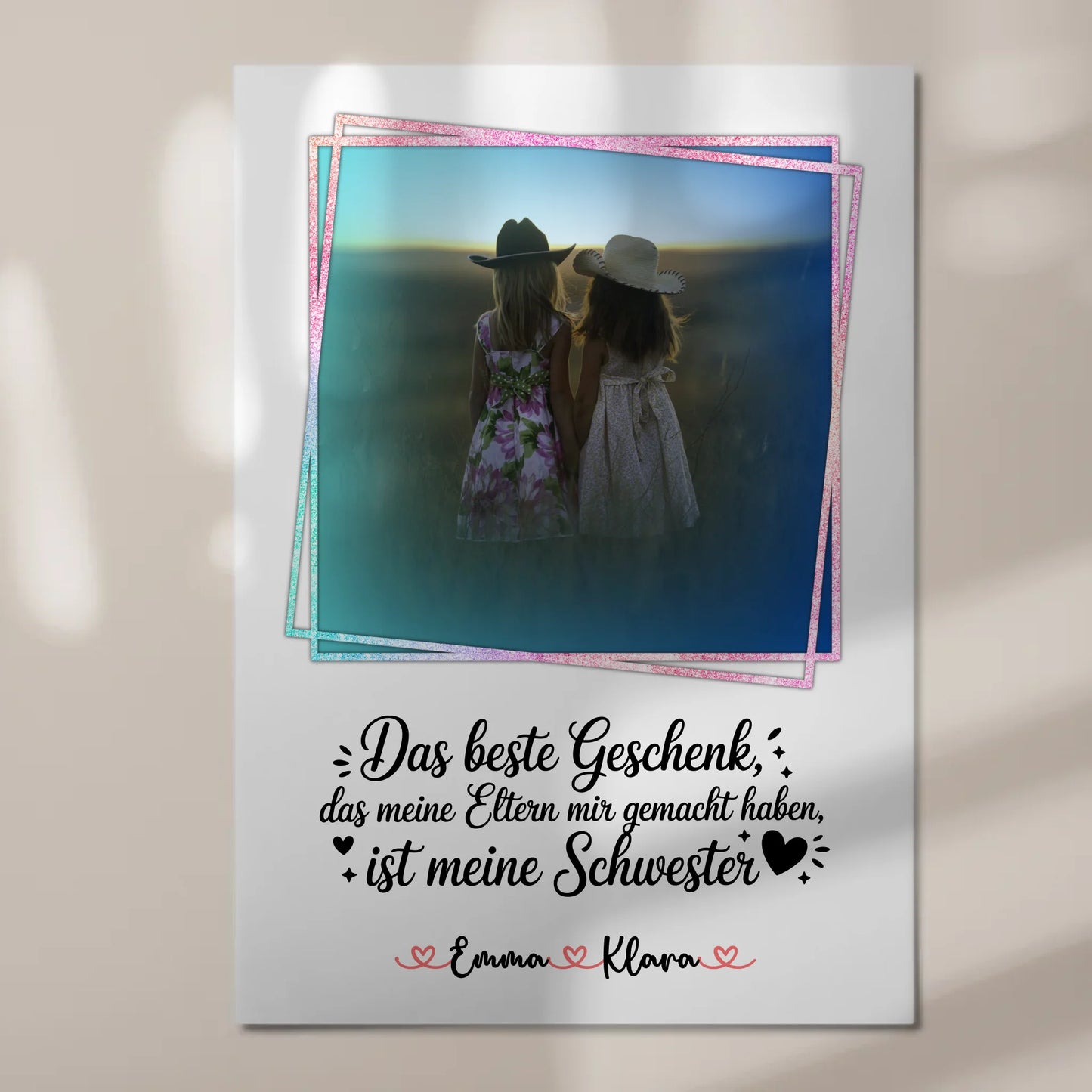 Magnetposter Fotoboard personalisiert mit Foto & Namen für Schwester