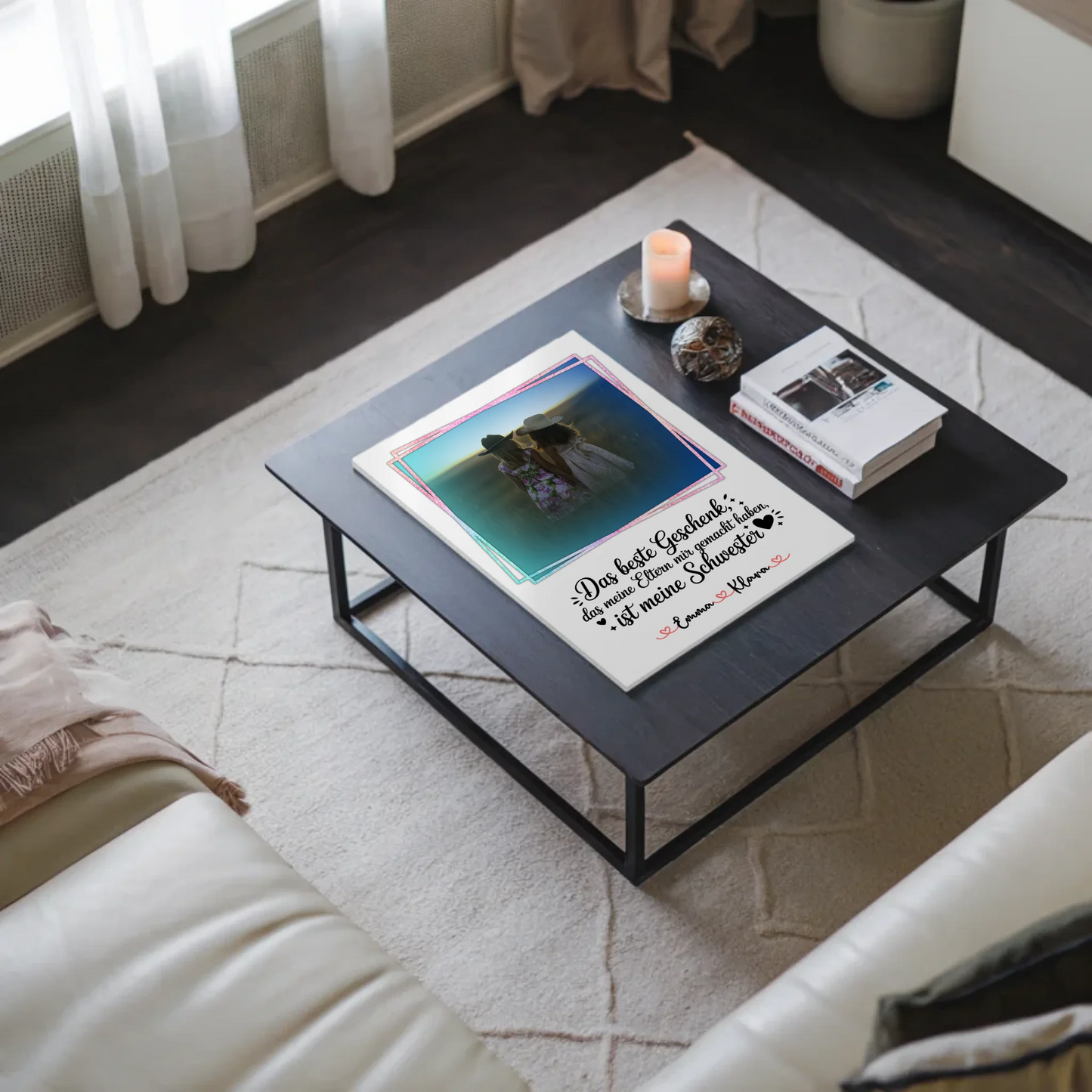 Magnetposter Fotoboard personalisiert mit Foto & Namen für Schwester