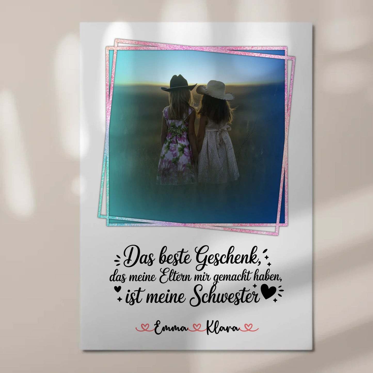Magnetposter Fotoboard personalisiert mit Foto & Namen für Schwester