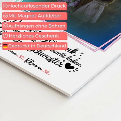 Magnetposter Fotoboard personalisiert mit Foto & Namen für Schwester