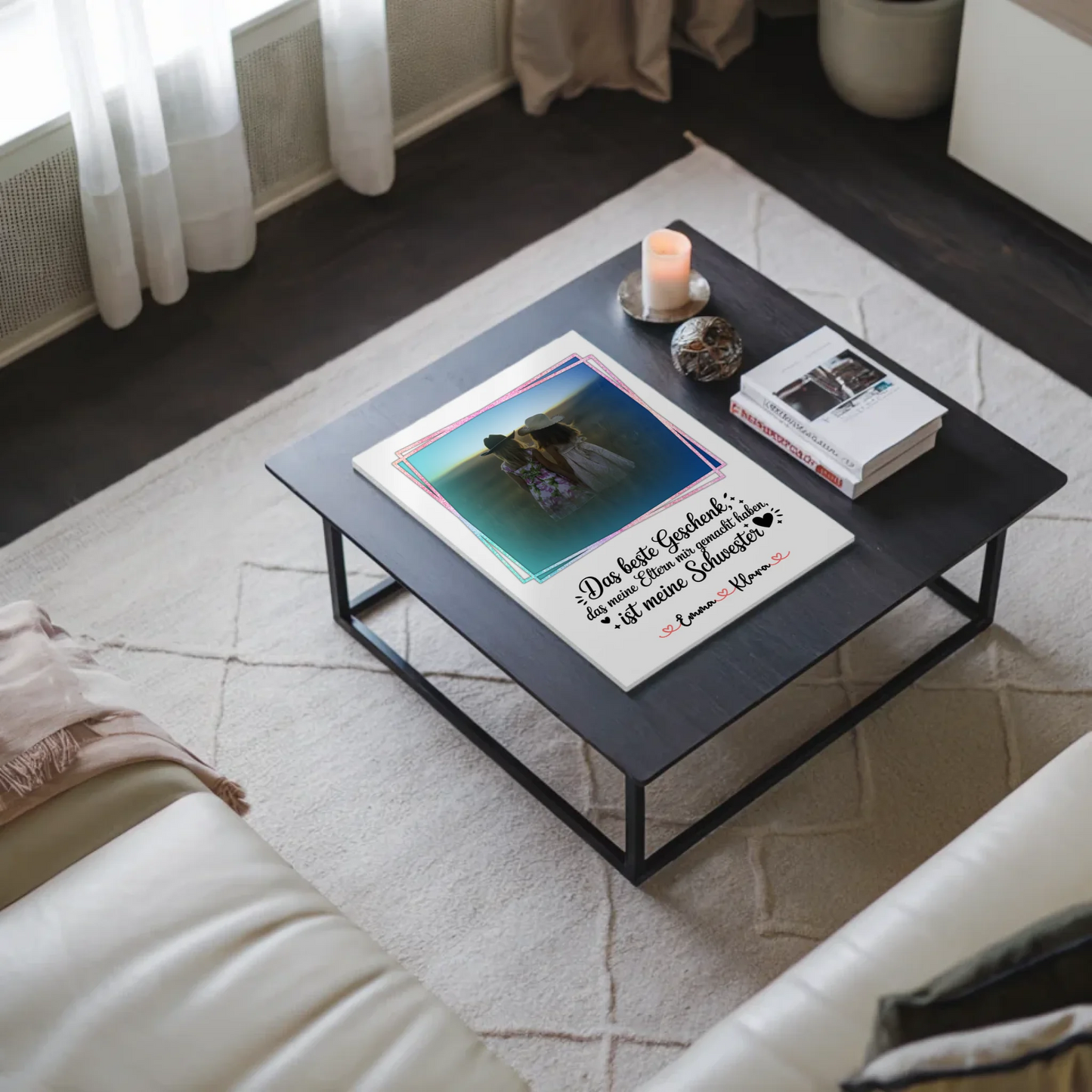 Magnetposter Fotoboard personalisiert mit Foto & Namen für Schwester