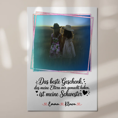 Magnetposter Fotoboard personalisiert mit Foto & Namen für Schwester