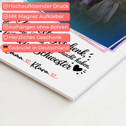 Magnetposter Fotoboard personalisiert mit Foto & Namen für Schwester