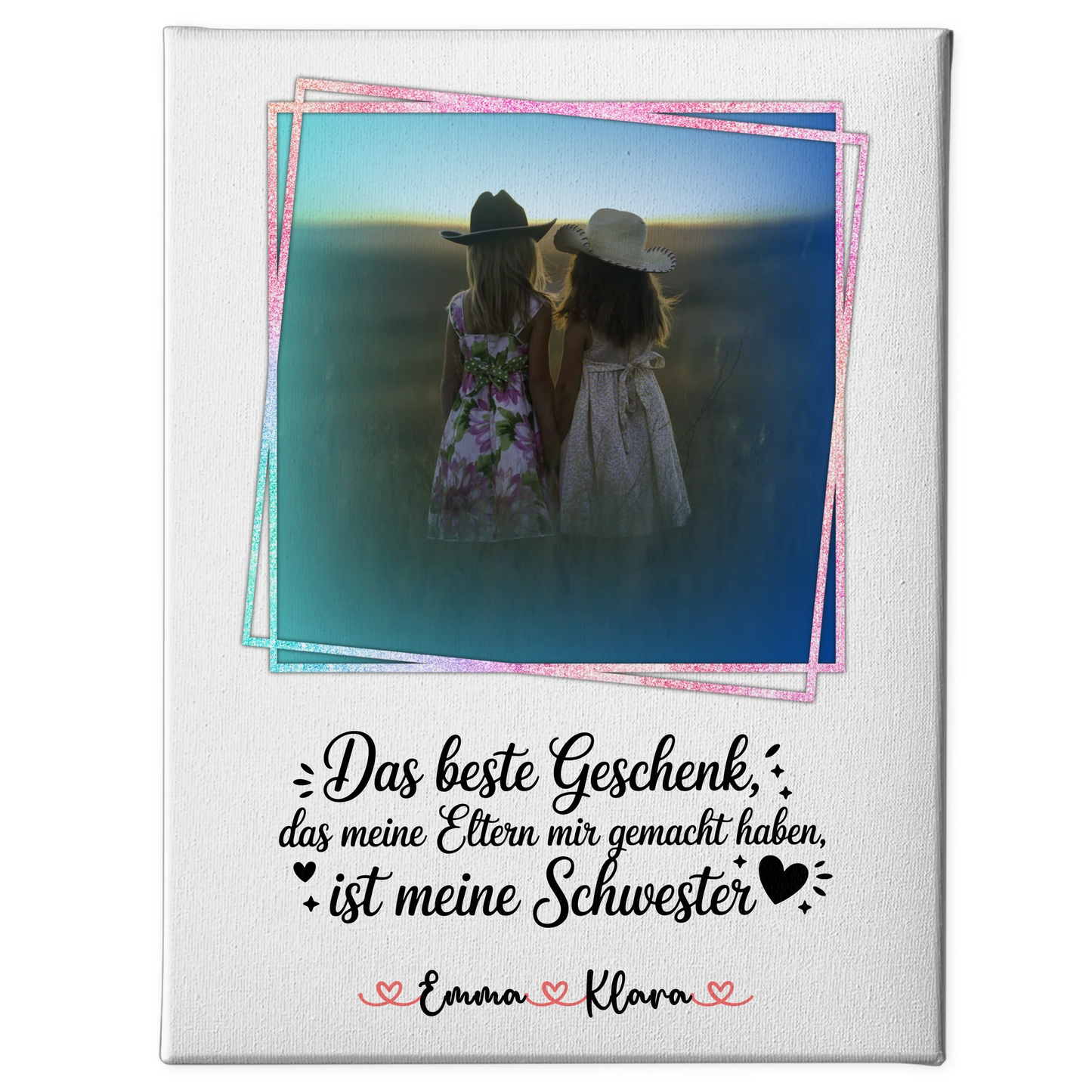 Personalisierte Leinwand Schwester mit Foto & Namen - Wunschtext