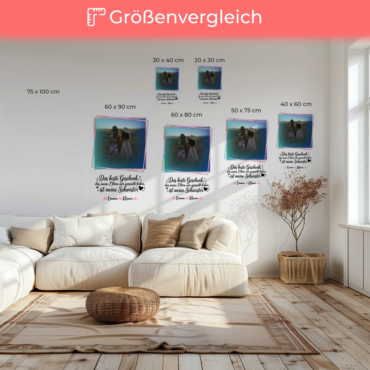 Personalisierte Leinwand Schwester mit Foto & Namen - Wunschtext
