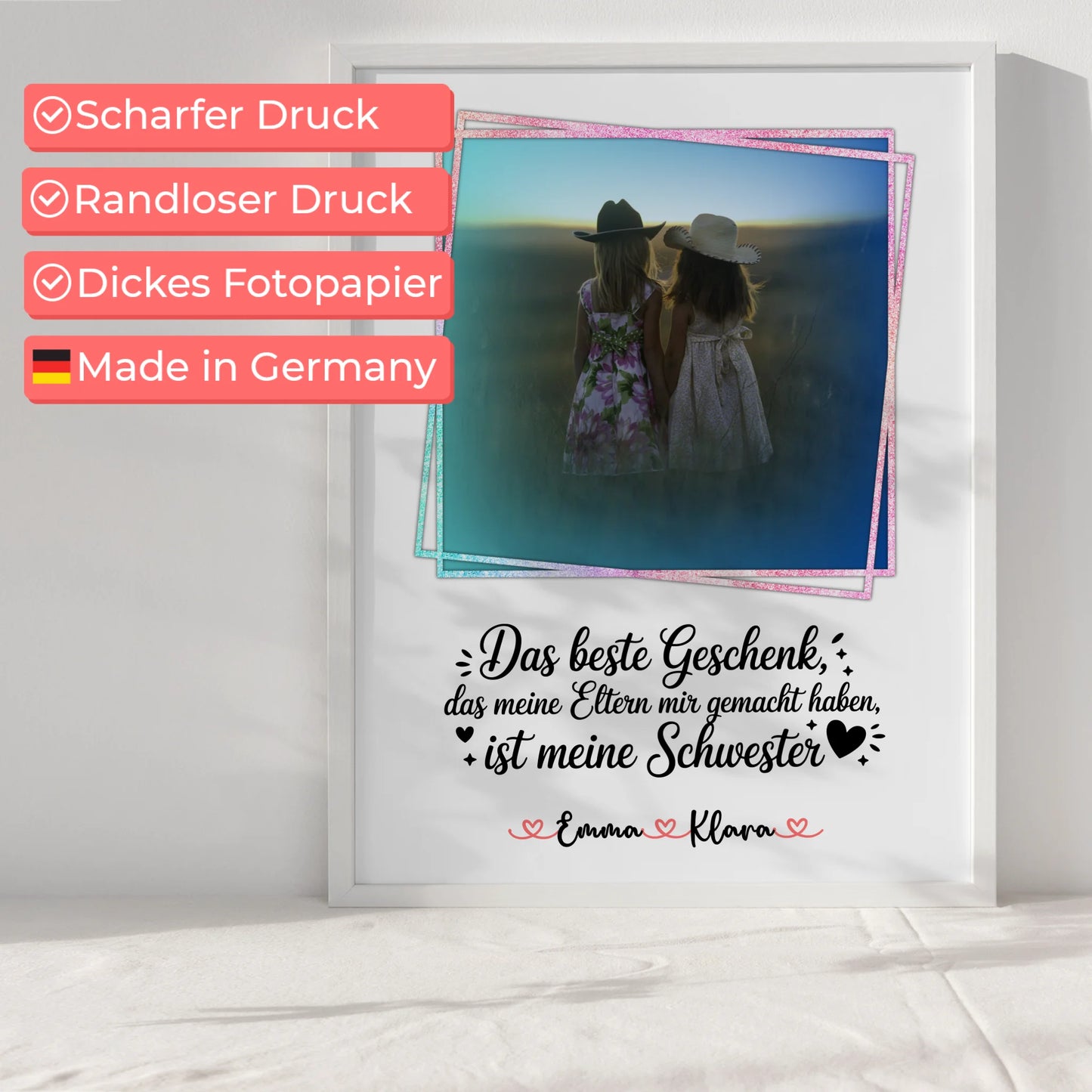 Schwester Poster mit Foto, Namen & eigenem Spruch - Das beste Geschenk