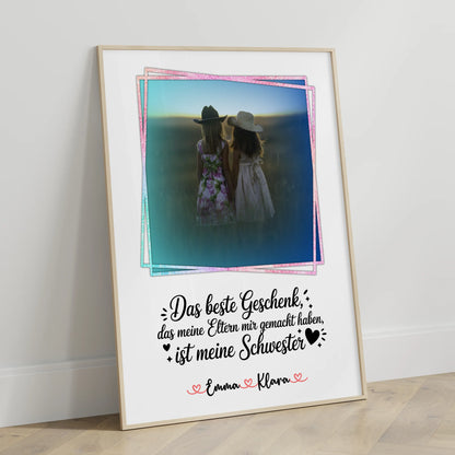 Schwester Poster mit Foto, Namen & eigenem Spruch - Das beste Geschenk