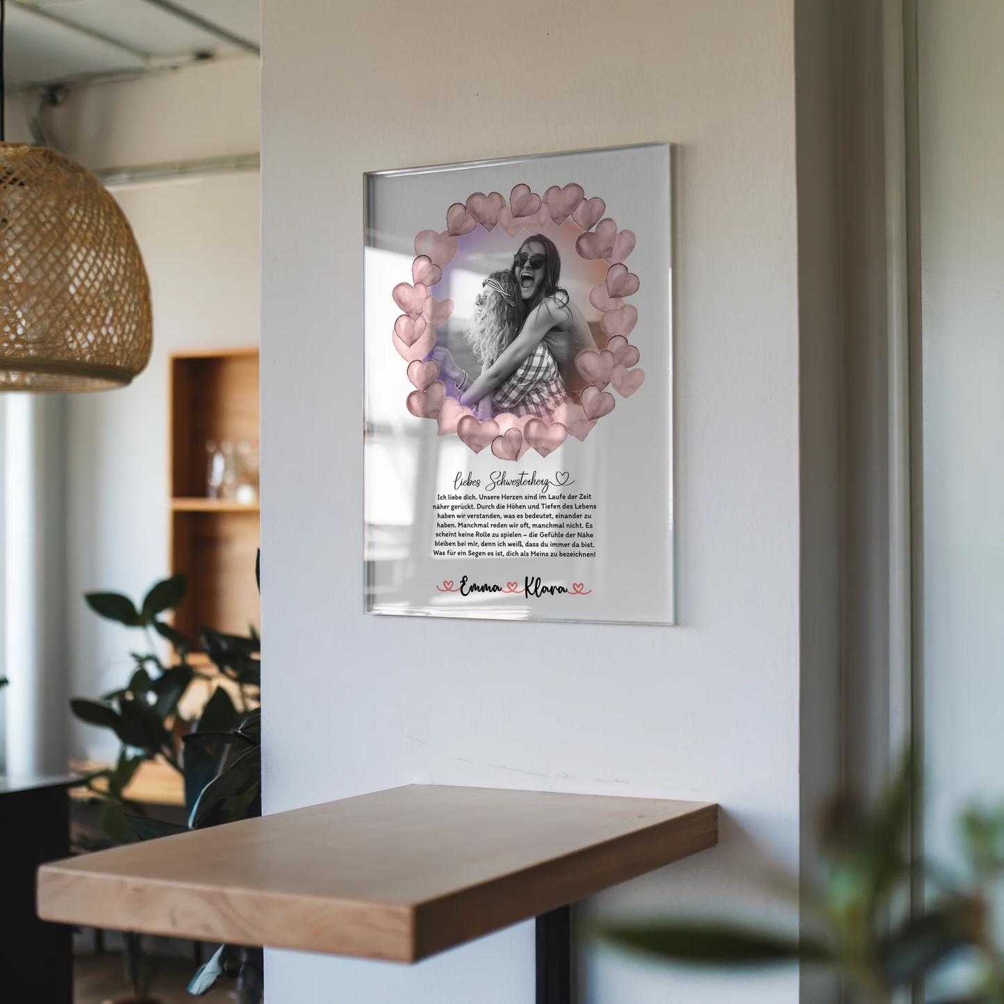 Wandbild Auf Acrylglas Schwester Ich Liebe Dich Mit Foto & Namen Black & White