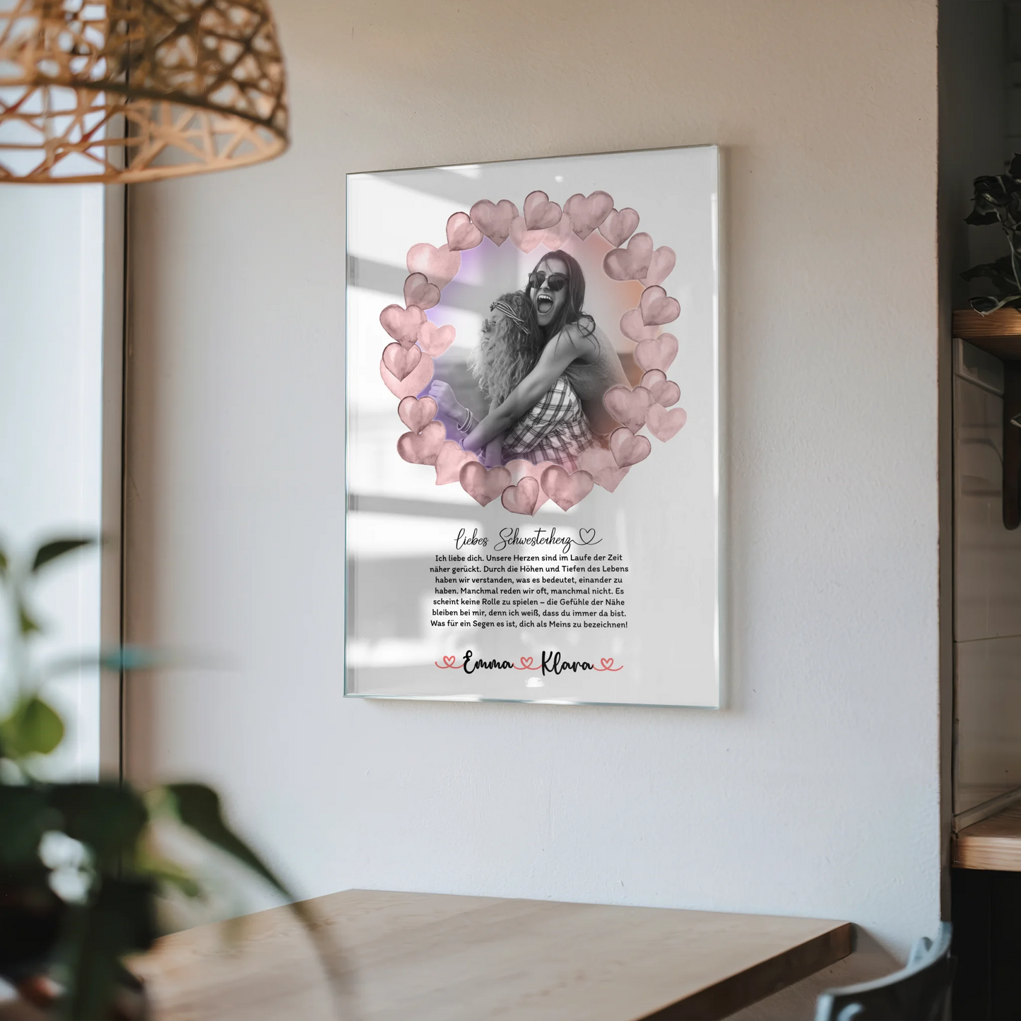 Wandbild Auf Acrylglas Schwester Ich Liebe Dich Mit Foto & Namen Black & White