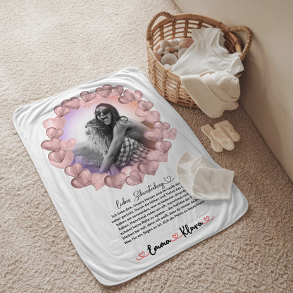 Personalisierte Decke Schwester mit Foto & Namen, Schwester Ich Liebe Dich Spruch