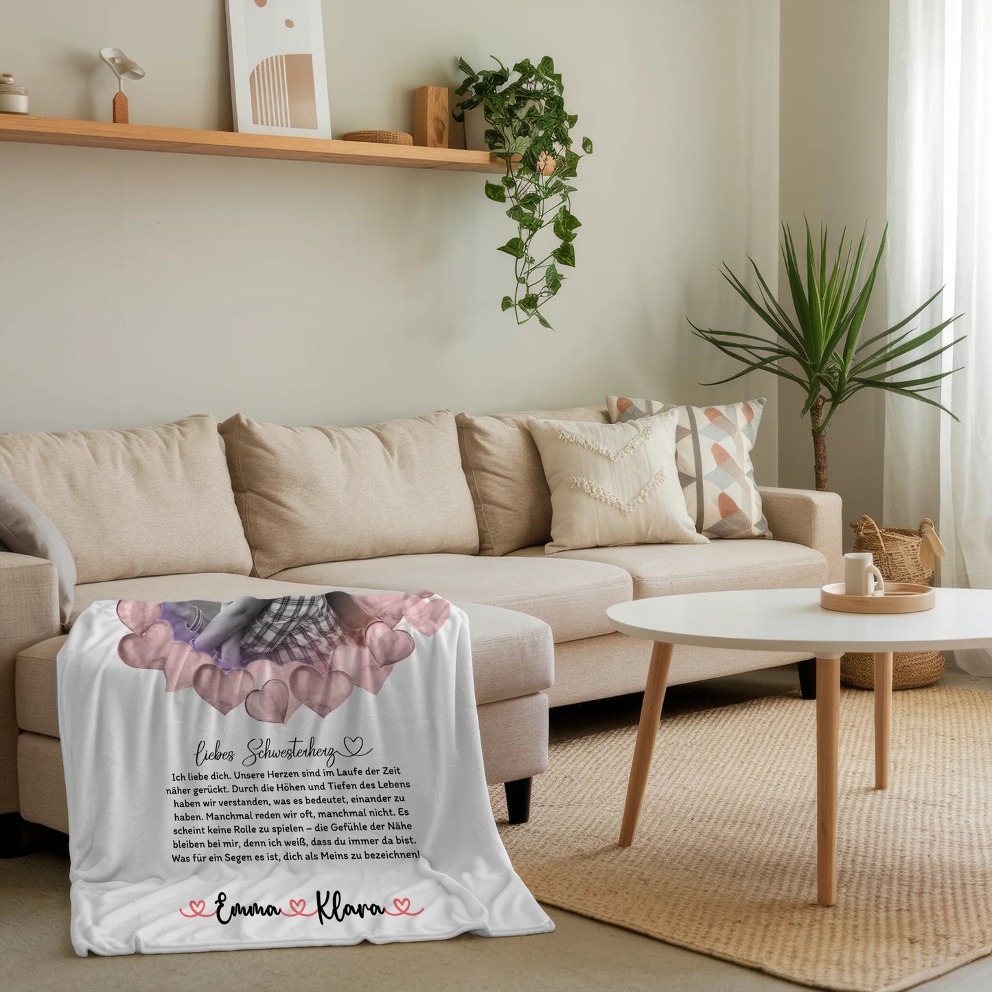 Personalisierte Decke Schwester mit Foto & Namen, Schwester Ich Liebe Dich Spruch