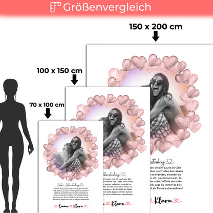 Personalisierte Decke Schwester mit Foto & Namen, Schwester Ich Liebe Dich Spruch