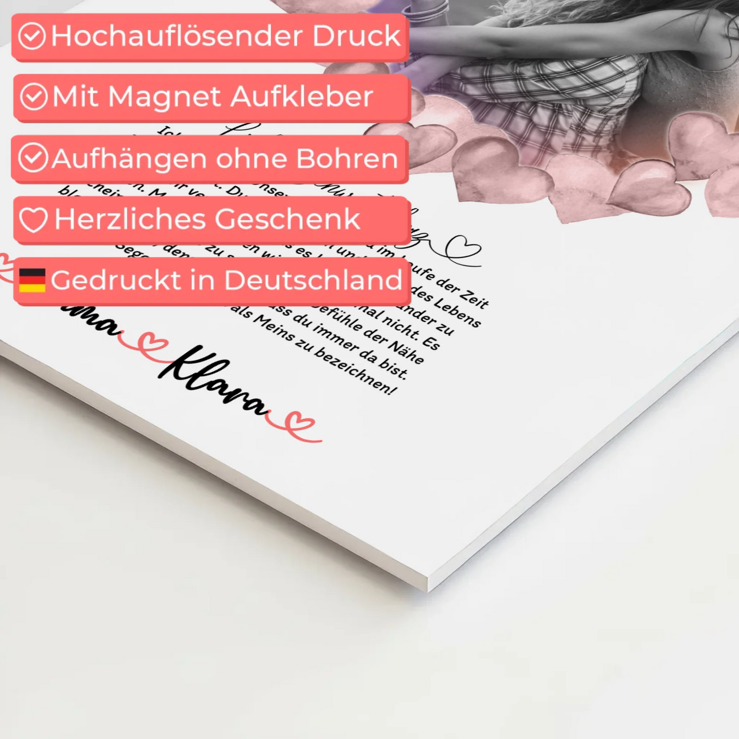 Fotoboard Magnetisches Wandbild Schwester Ich Liebe Dich Mit Foto & Namen Black & White