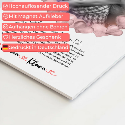 Fotoboard Magnetisches Wandbild Schwester Ich Liebe Dich Mit Foto & Namen Black & White