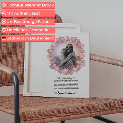 Schwester Leinwand Mit Foto & Namen Black & White - 1 Foto Namen & Wunschtext