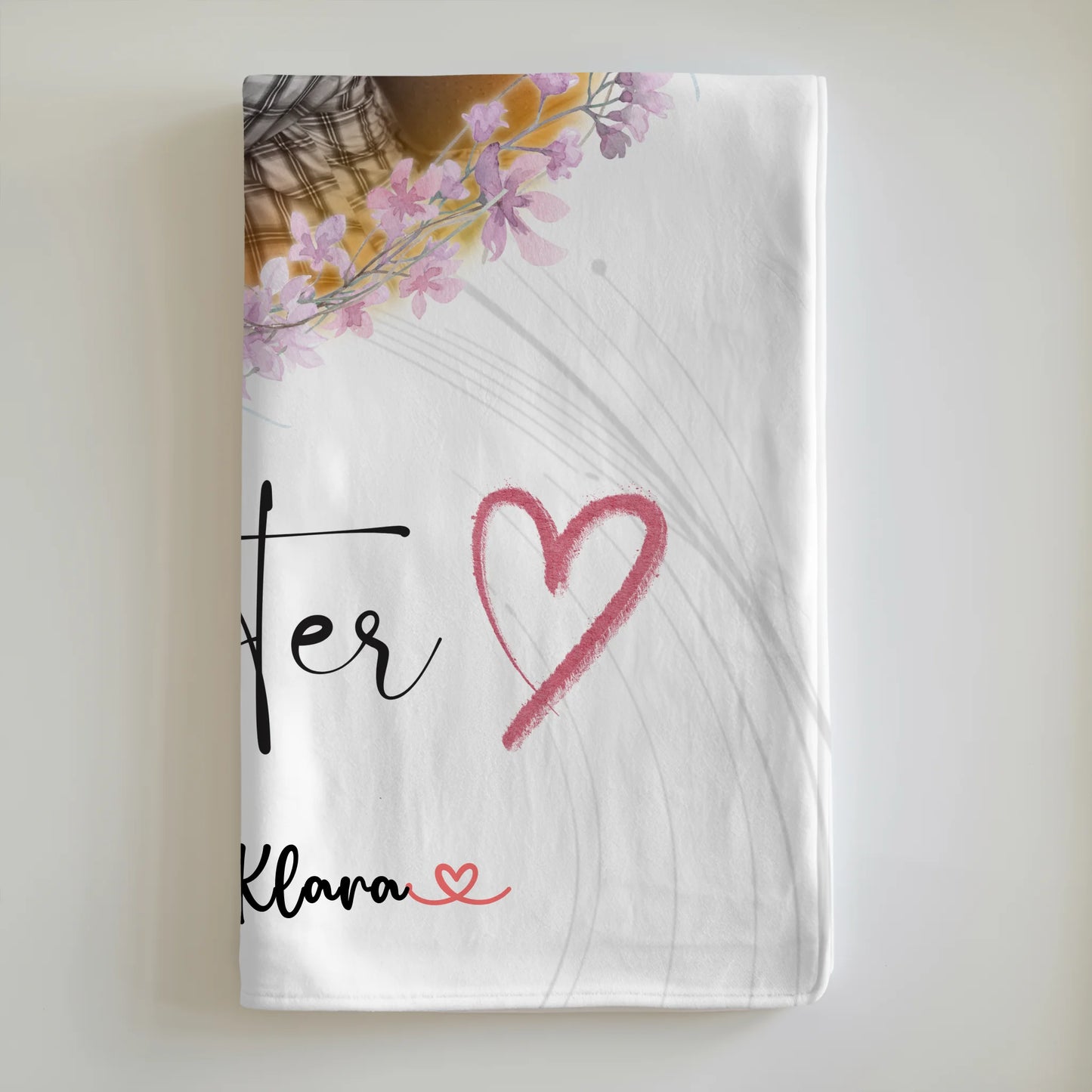 Personalisierte Decke Schwester mit 2 Fotos & Namen Black & White Schwesterherz