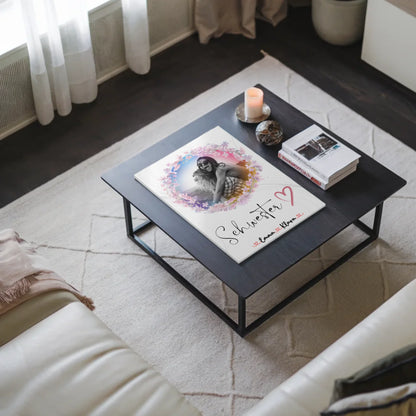 Fotoboard Magnetisches Wandbild Schwesterherz 2 Foto & Namen Black & White mit Wunschtext