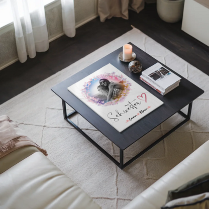 Fotoboard Magnetisches Wandbild Schwesterherz 2 Foto & Namen Black & White mit Wunschtext