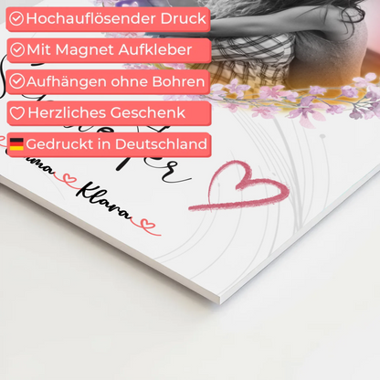 Fotoboard Magnetisches Wandbild Schwesterherz 2 Foto & Namen Black & White mit Wunschtext