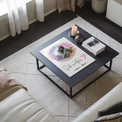 Fotoboard Magnetisches Wandbild Schwesterherz 2 Foto & Namen Black & White mit Wunschtext