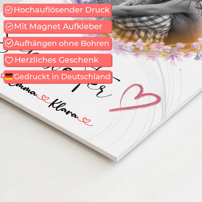 Fotoboard Magnetisches Wandbild Schwesterherz 2 Foto & Namen Black & White mit Wunschtext