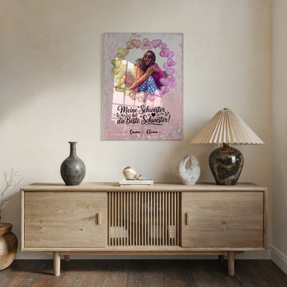 Bild Acrylglas Meine Schwester hat die beste Schwester mit Namen & Foto