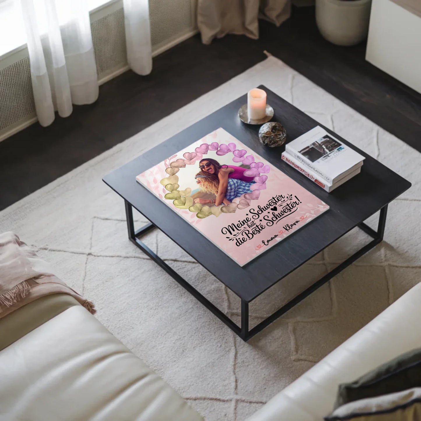 Fotoboard Magnetisch Schwester personalisiert mit Namen Foto & Wunschtext