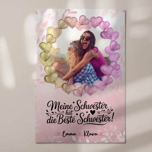 Fotoboard Magnetisch Schwester personalisiert mit Namen Foto & Wunschtext