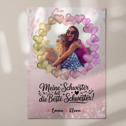 Fotoboard Magnetisch Schwester personalisiert mit Namen Foto & Wunschtext