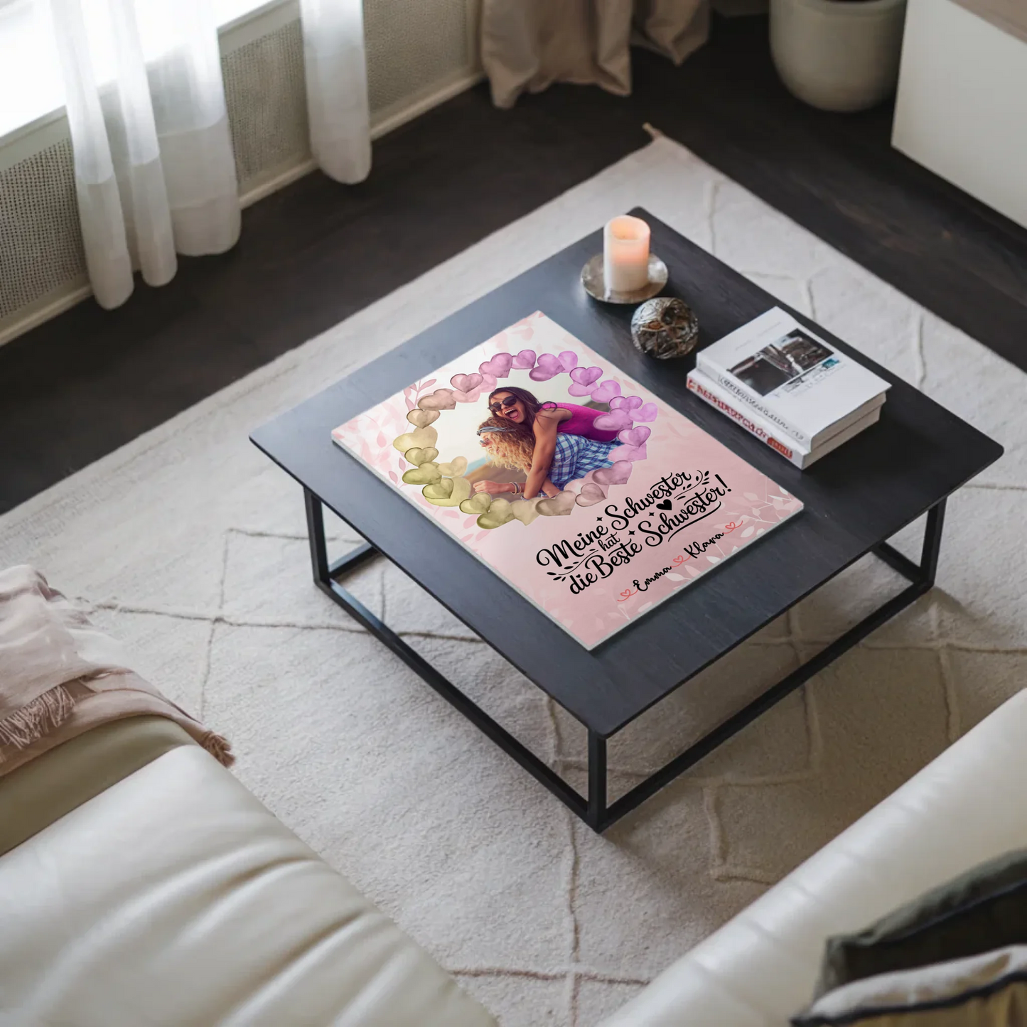 Fotoboard Magnetisch Schwester personalisiert mit Namen Foto & Wunschtext