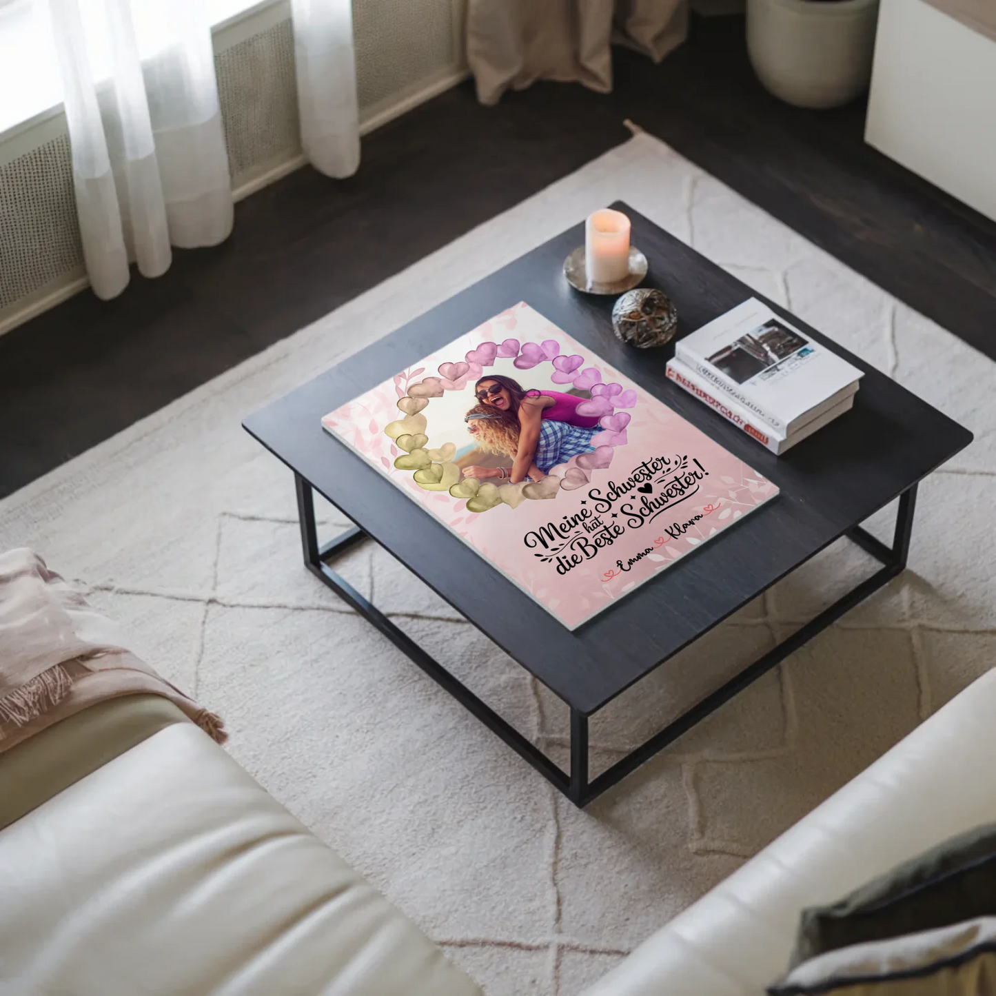 Fotoboard Magnetisch Schwester personalisiert mit Namen Foto & Wunschtext