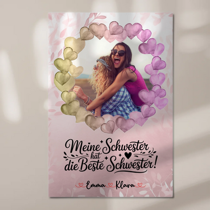 Fotoboard Magnetisch Schwester personalisiert mit Namen Foto & Wunschtext