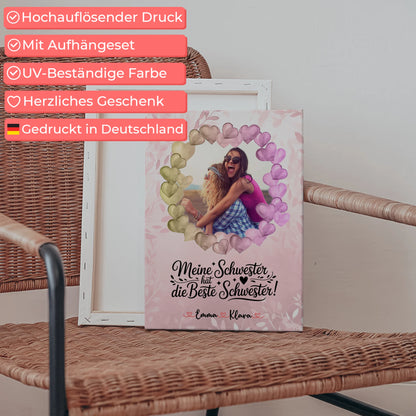 Leinwand Schwester personalisiert mit Namen & Foto, eigener Spruch
