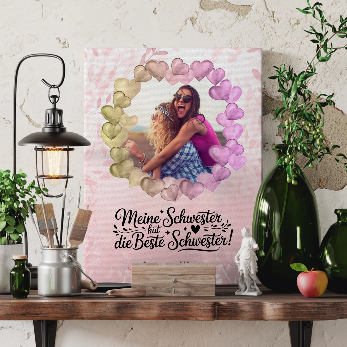 Leinwand Schwester personalisiert mit Namen & Foto, eigener Spruch