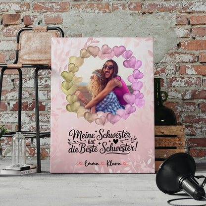 Leinwand Schwester personalisiert mit Namen & Foto, eigener Spruch
