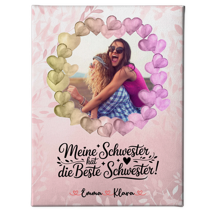 Leinwand Schwester personalisiert mit Namen & Foto, eigener Spruch