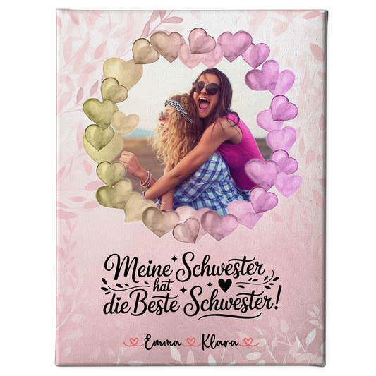 Leinwand Schwester personalisiert mit Namen & Foto, eigener Spruch