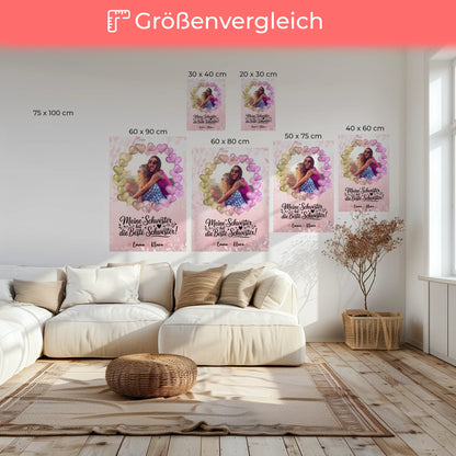 Leinwand Schwester personalisiert mit Namen & Foto, eigener Spruch