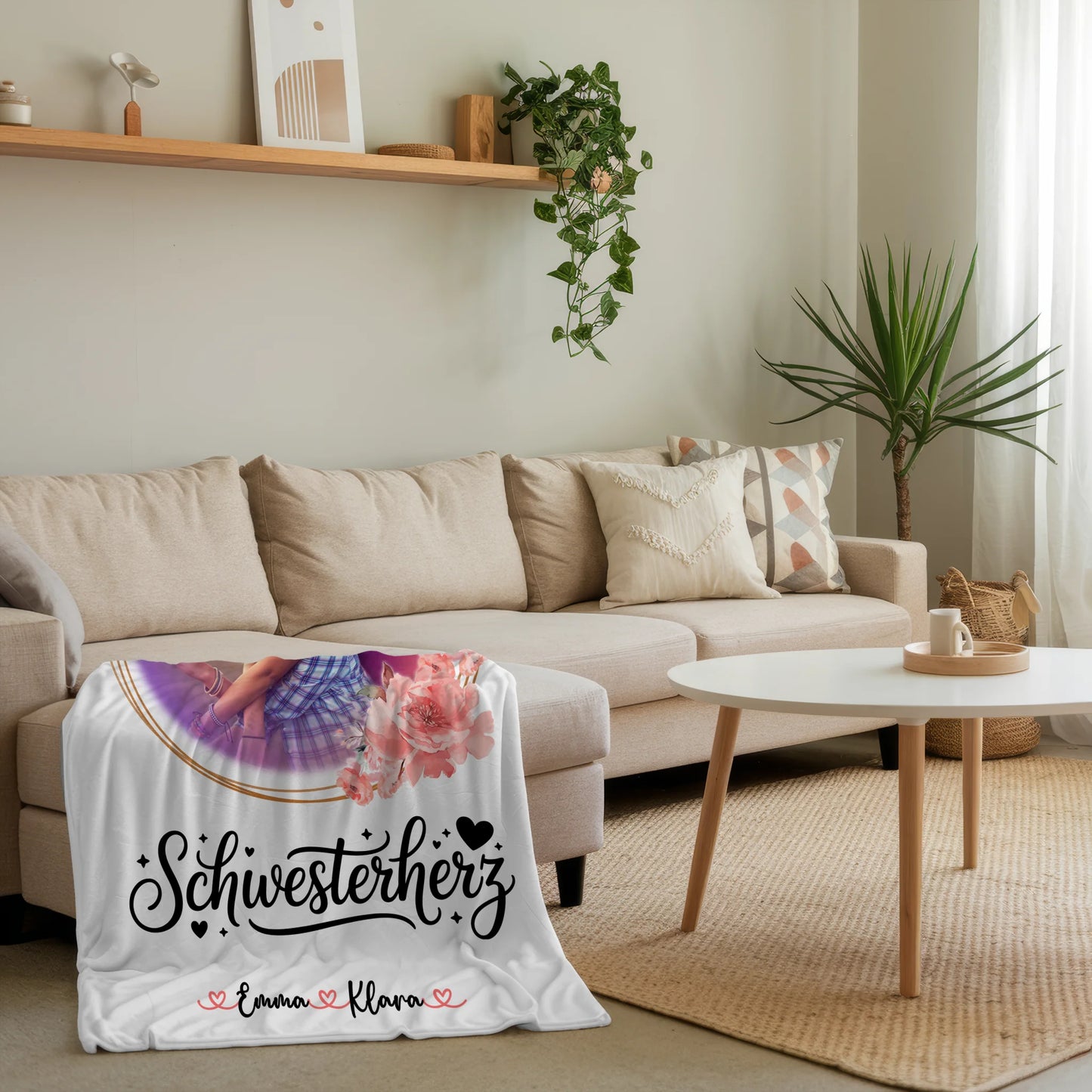 Personalisierte Decke Schwester mit Foto & Namen und Wunschtext