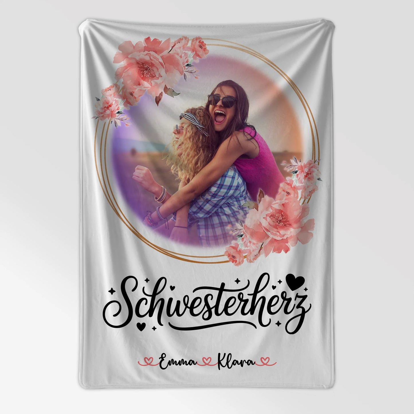 Personalisierte Decke Schwester mit Foto & Namen und Wunschtext