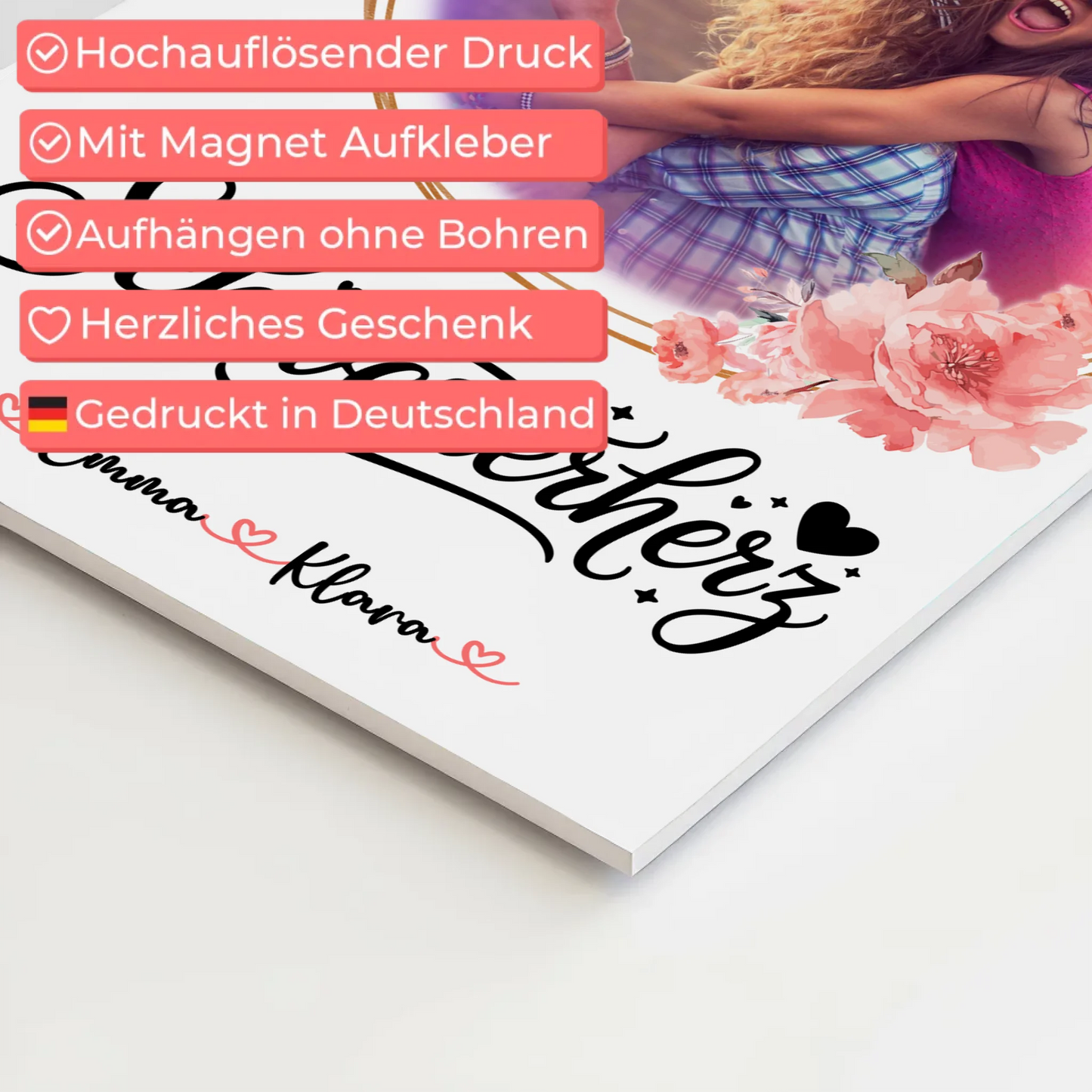 Fotoboard Personalisiert Schwesterherz Foto & Namen mit Wunschtext