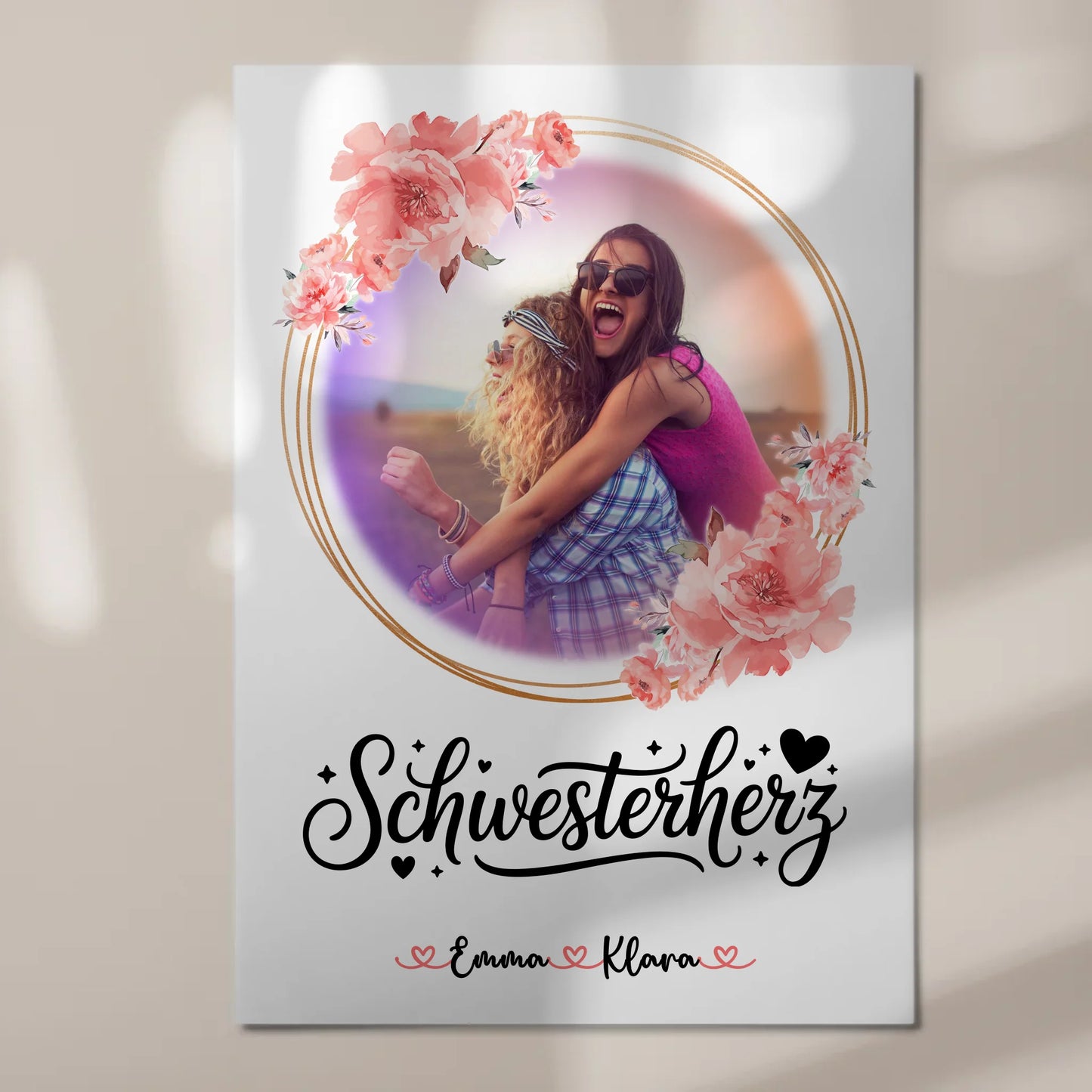 Fotoboard Personalisiert Schwesterherz Foto & Namen mit Wunschtext