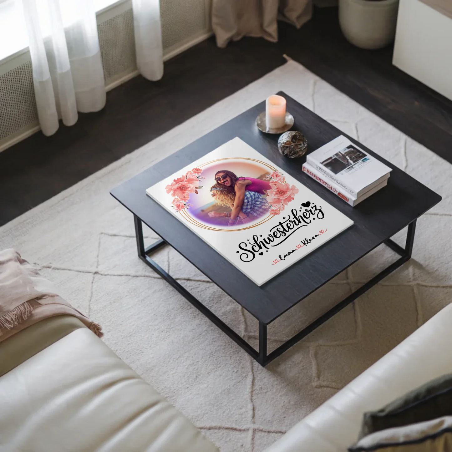 Fotoboard Personalisiert Schwesterherz Foto & Namen mit Wunschtext