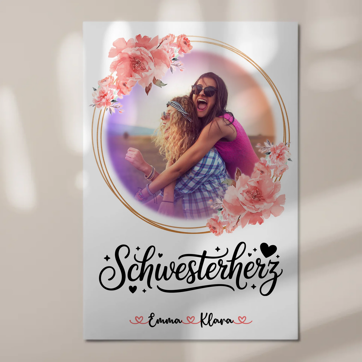 Fotoboard Personalisiert Schwesterherz Foto & Namen mit Wunschtext